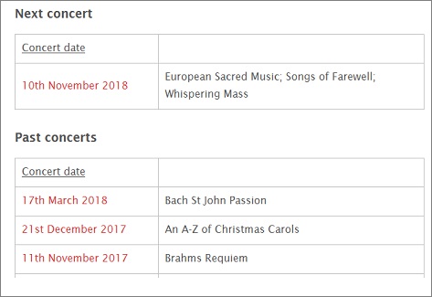 Concert list