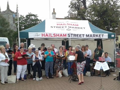 Singing in the town centre