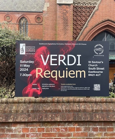 Verdi poster outside St Saviours Church